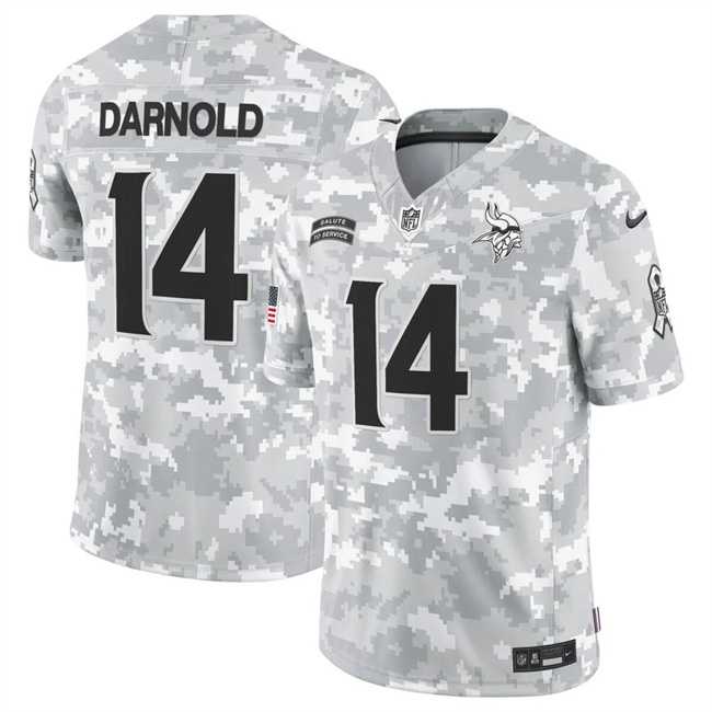 Men%27s Minnesota Vikings #14 Sam Darnold 2024 F.U.S.E Arctic Camo Salute To Service Limited Stitched Jersey Dyin